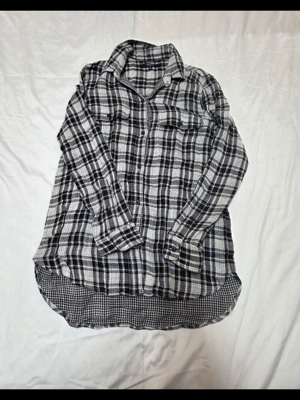 Madewell Black and White Plaid Button-Down Shirt